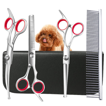 Pet Grooming Scissors Professional Set Stainless Steel Safety Scissors for Daily Hair Trimming for Cats and Dogs