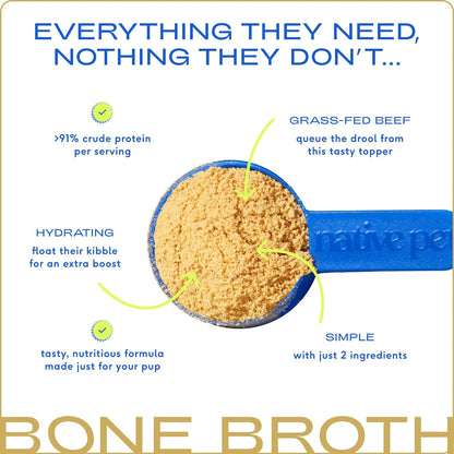 Bone Broth for Dogs & Cats – Dog Bone Broth Powder - Dog Food Topper for Picky Eaters – Cat Broth & Dog Broth - Puppy Dog Gravy Topper for Dry Food – Beef Broth for Dogs & Cats – 9.5 Oz