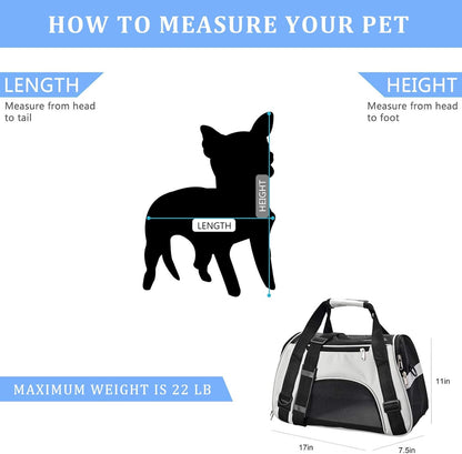 Pet Carriers for Small Cats and Dogs 17X7.5X11 22Lb(10Kg),Pet Travel Carrier Airline Approved,Grey