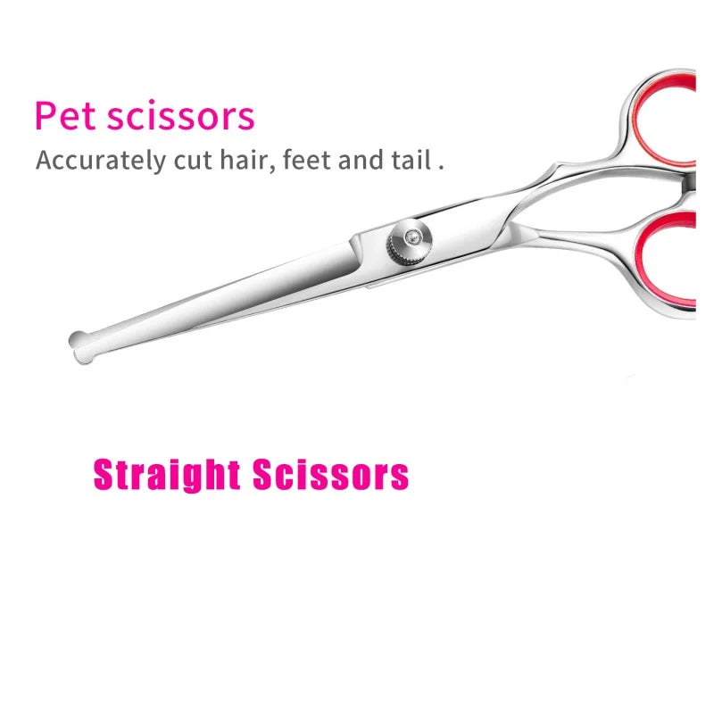 Pet Grooming Scissors Professional Set Stainless Steel Safety Scissors for Daily Hair Trimming for Cats and Dogs