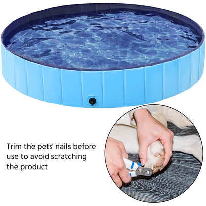 Foldable Indoor/Outdoor Pet Swimming Pool, Bath Tub, Wading Pool for Dogs and Cats, Blue, Xx-Large, 63"