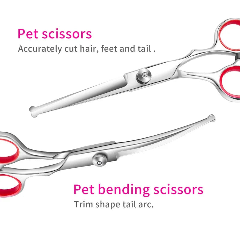 Pet Grooming Scissors Professional Set Stainless Steel Safety Scissors for Daily Hair Trimming for Cats and Dogs