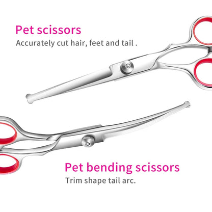 Pet Grooming Scissors Professional Set Stainless Steel Safety Scissors for Daily Hair Trimming for Cats and Dogs